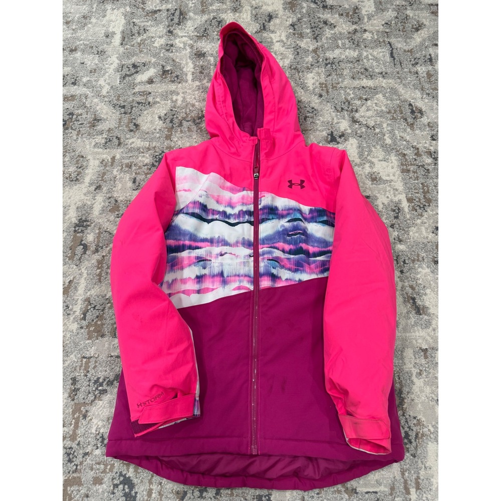 Under Armour‎ Kids Pink Purple ColdGear UA Storm Hooded Puffer Jacket YXL EG